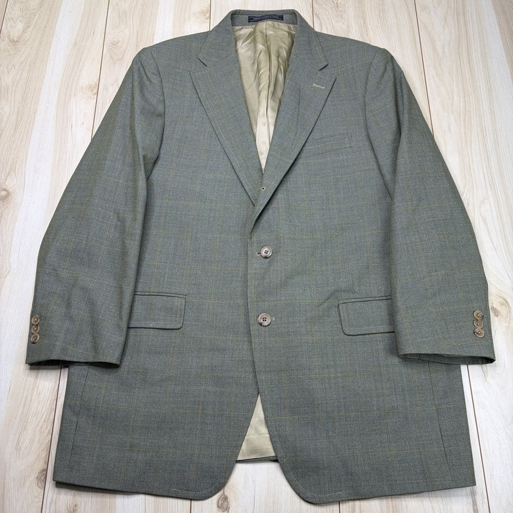J. Press Presstige Plymouth Windowpane Nailhead Sport Coat Mens 43R Green